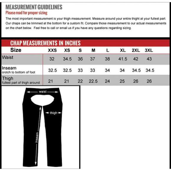 NWT Hot Leathers CHM1005 Fully Lined Motorcycle Unisex Black Leather Biker Chaps - Picture 2 of 9